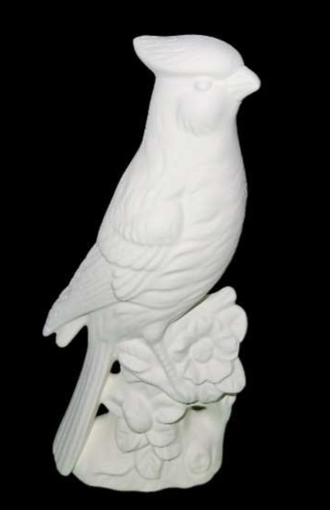 Cardinal on Flowers Ready to Paint, Unpainted Ceramic Bisque