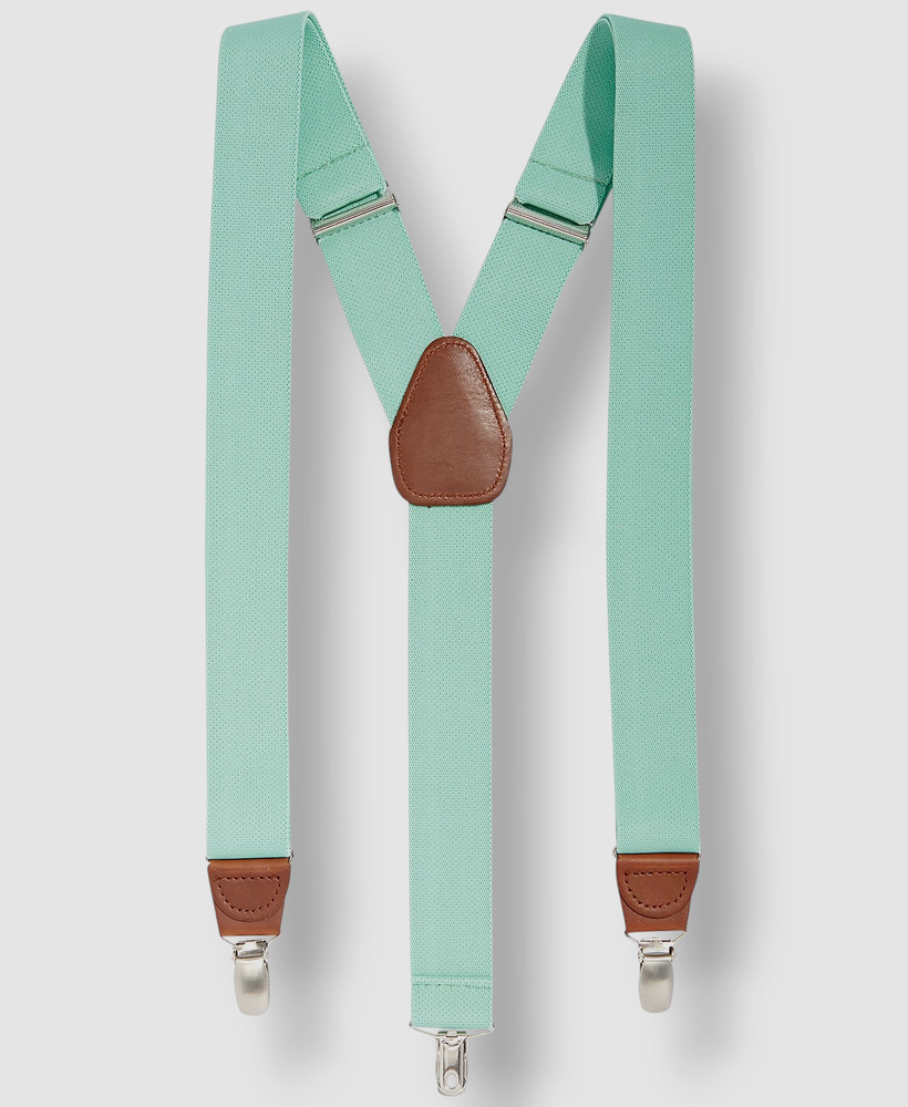 Club Room Men's Green Solid Elastic Stretch Metal Clip-ON End Suspenders