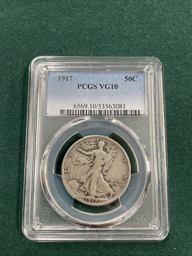 1917 walking liberty half dollar PCGS VG 10