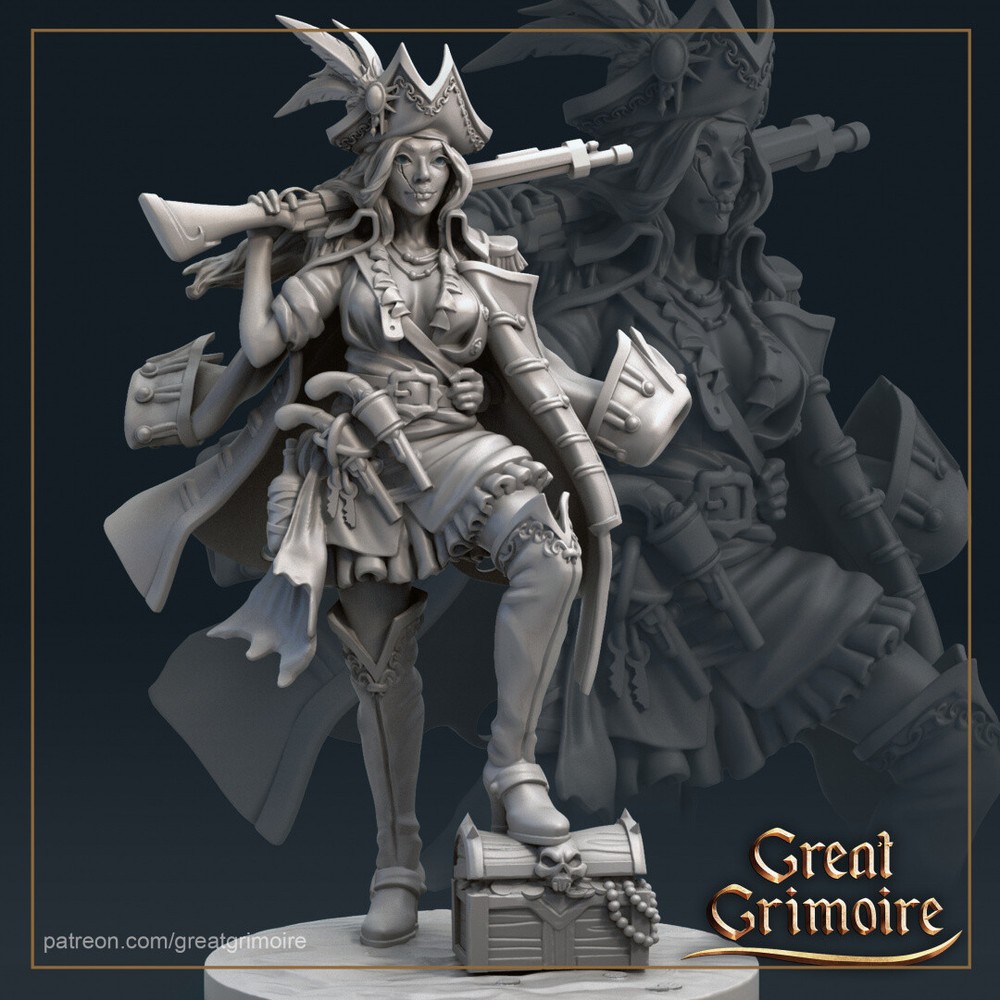 Captain Red Fox Human Pirate Fighter Ranger Miniature | D&D DnD |