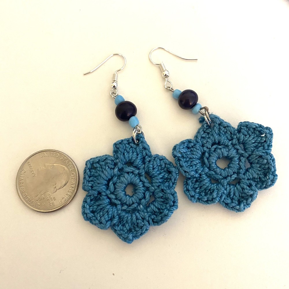 Crochet Flower Earrings, Boho Style Earrings