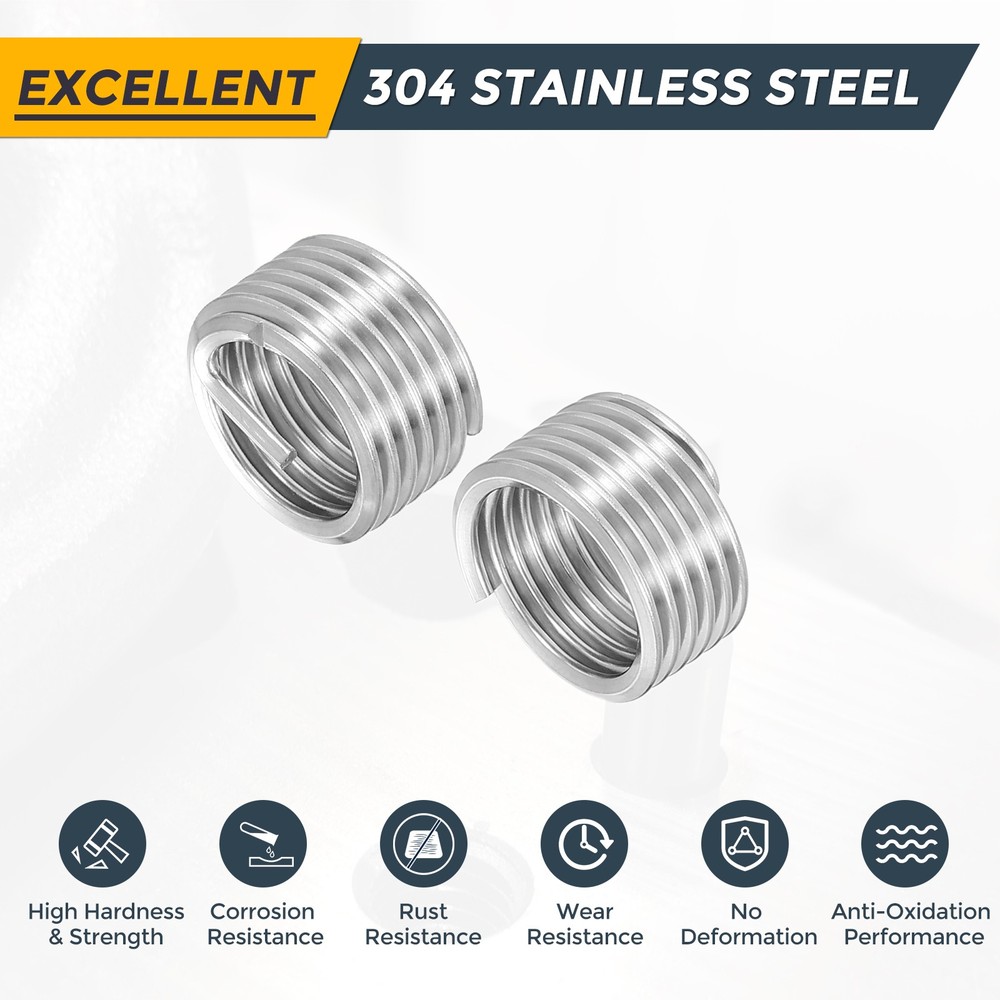 10pcs Wire Thread Inserts M16 x 2 x 1D Metric Helical Threaded Sleeve