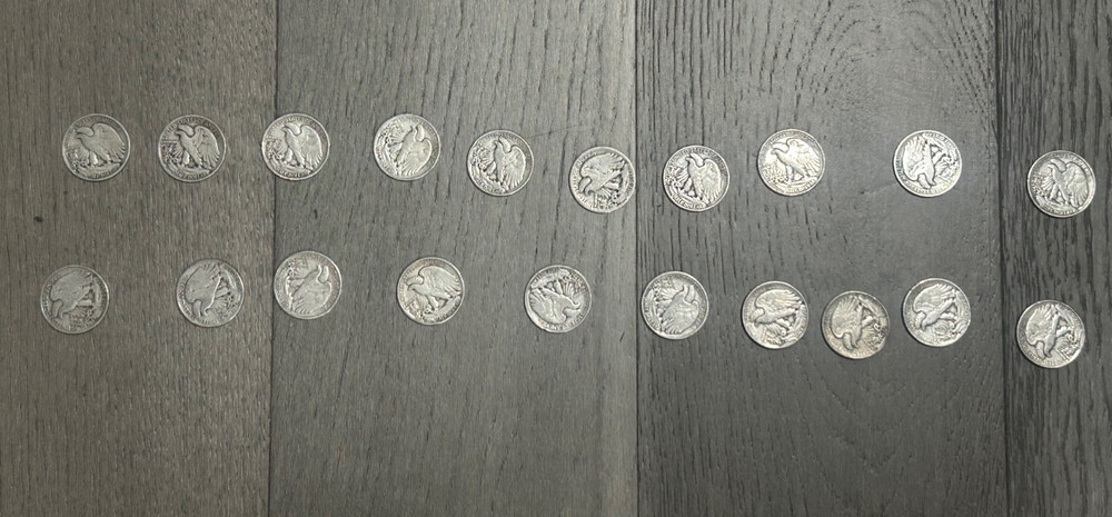 20 Walking Libery half dollars-Various dates and condition