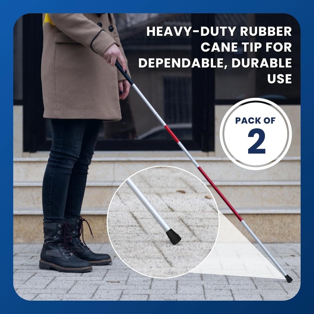 2-Pack 3/4" Rubber Cane Tips - Durable & Comfortable Non-Slip Design