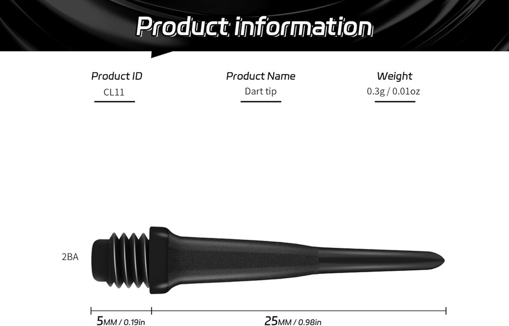 Cyeelife 2BA Thread Soft Tip Dart Points - Plastic Dart Tips - 100/1000 Pack Pre