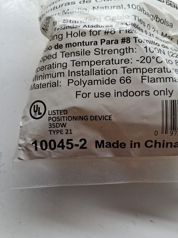AD - 10045-2 - Cable Tie, Cradle Mounts Medium 8, Natural - 100EA