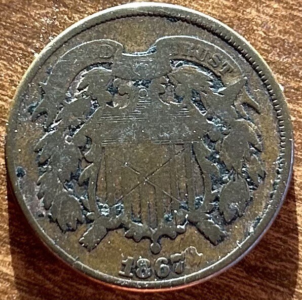 1867 2 cent piece circulated condition