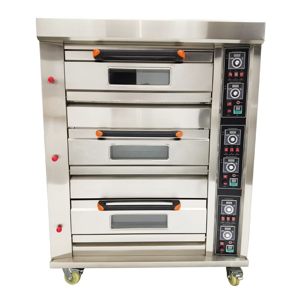 3-Layer 6 Baking Sheets Triple Pizza Oven Independently Control Temperature