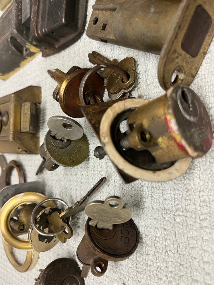 Lot - Vintage Corbin Yale Locks, Keys-Screws& Hardware Surface Deadbolt