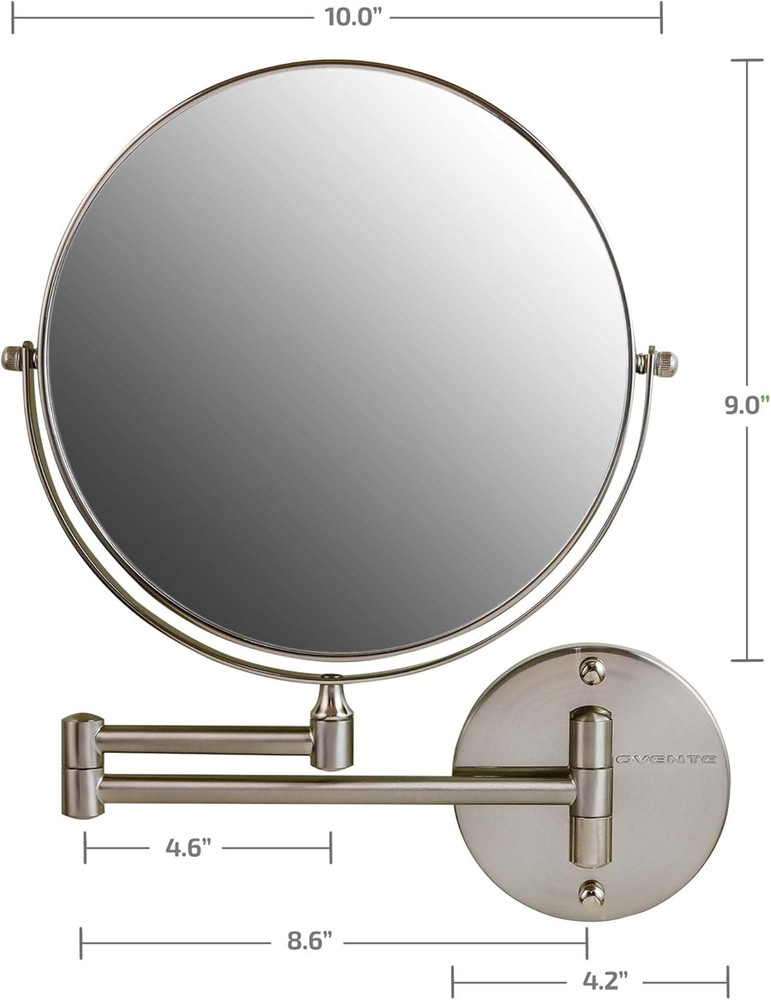 9" Wall Mounted Makeup Mirror with 1X/10X Magnification, Double Sided Magnifying
