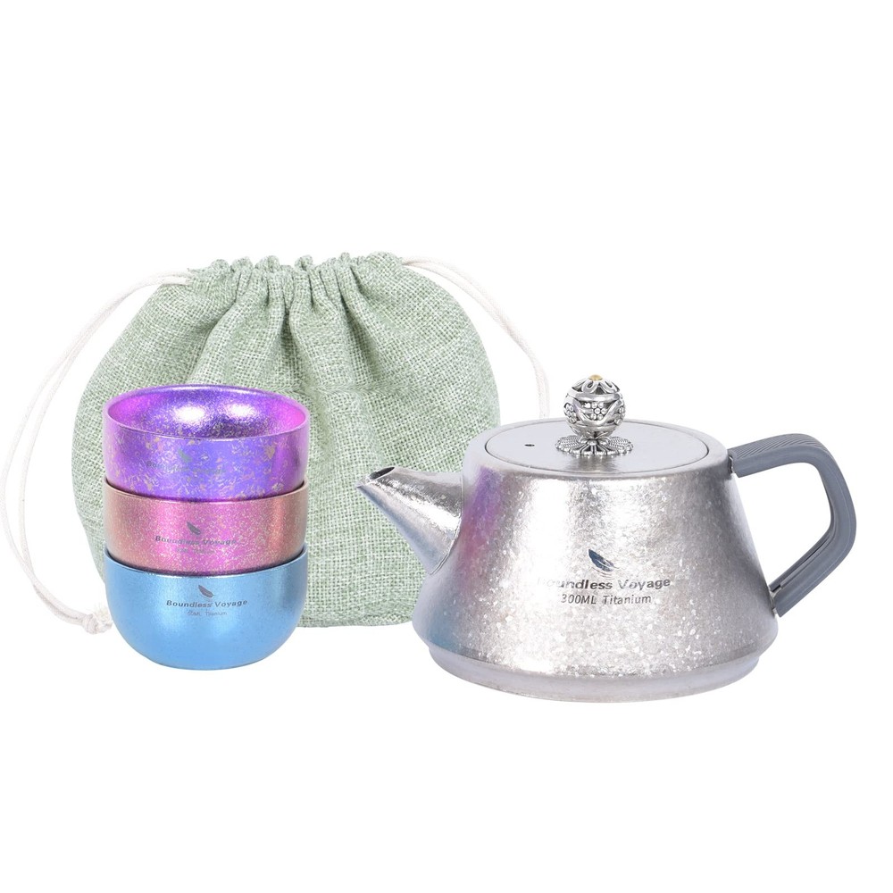 Titanium Tea Pot Coffee Kettle with Filter Lightweight Single Layer Kettle Ju...