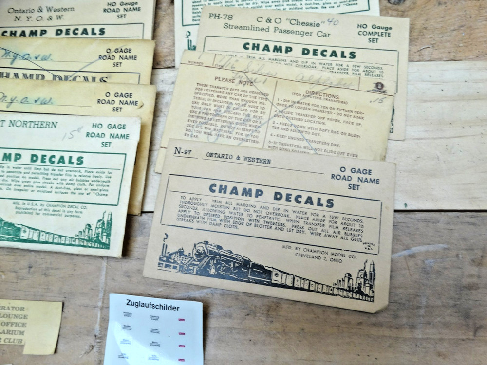 Champ Decal Sets HO Scale Large Mixed Lot