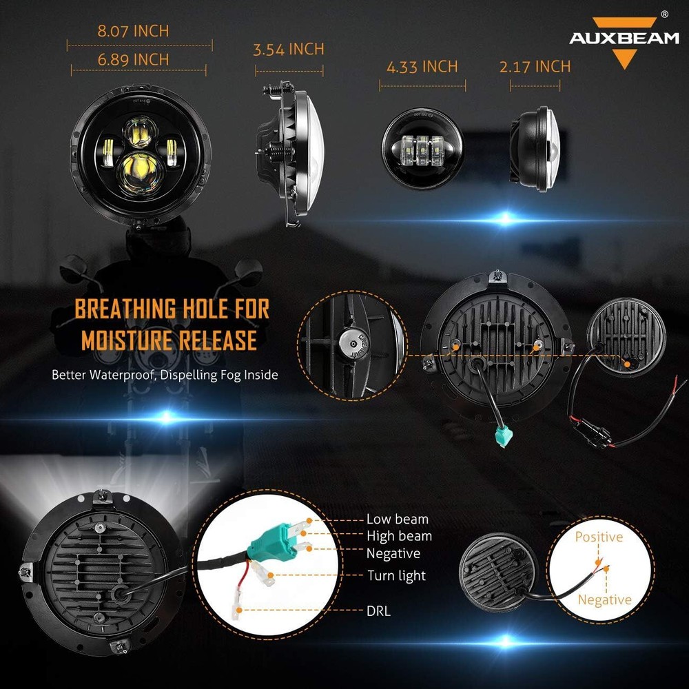 For Harley Davidson Heritage Softail Classic FLSTC LED Headlight &Passing Lights