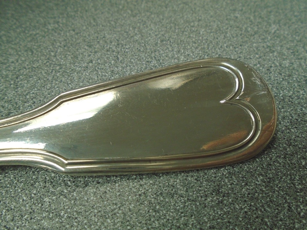 Belgium 800 Silver - Fiddle Thread - 6 Serving Spoons & 3 Forks (#2152)
