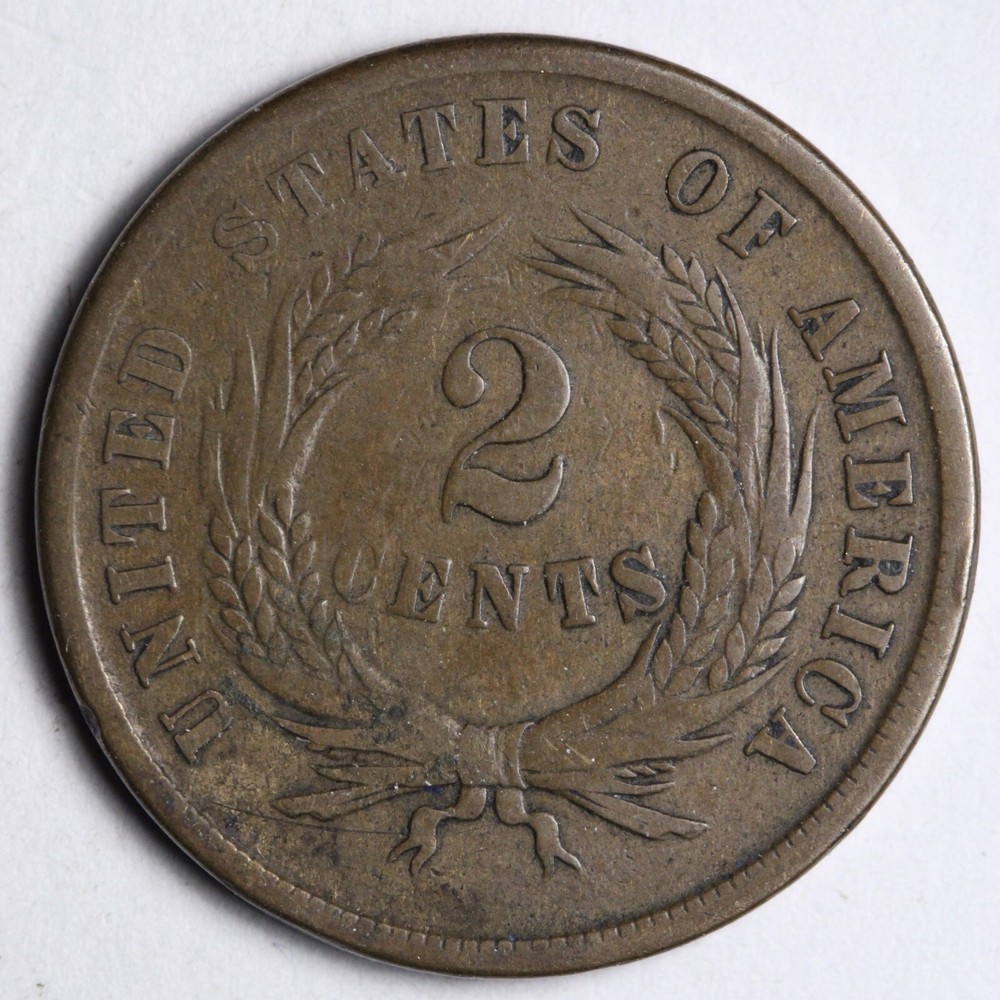 1864 LG MOTTO Two Cent Piece FINE E126 WCF