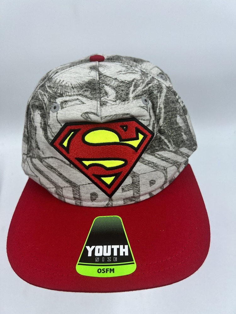DC Comics Superman Cap Grey Red Brim Hat Youth One Size