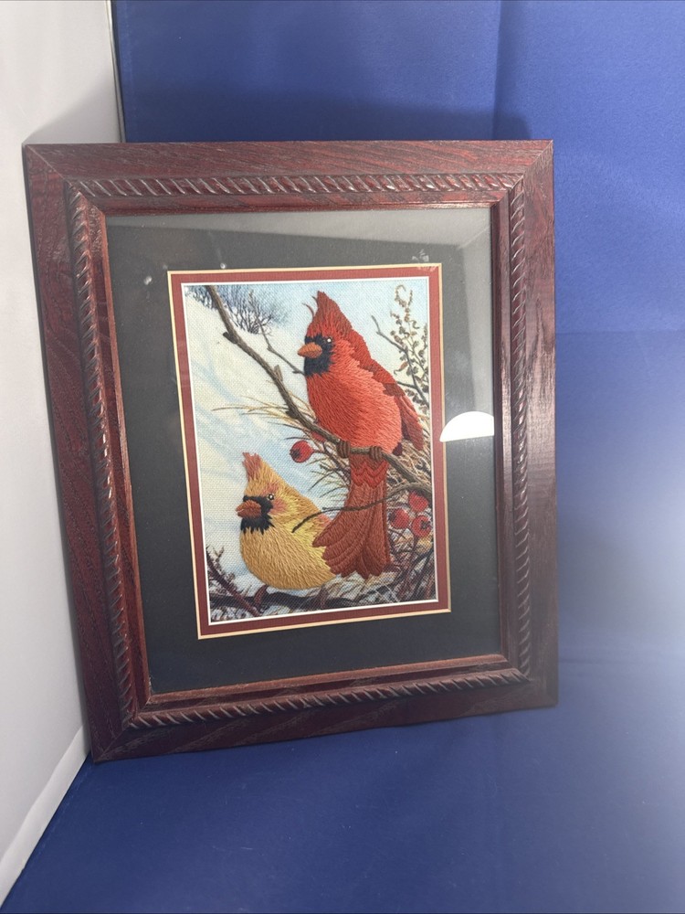 Windy Cardinal Framed Needle Treasures John Pitcher 1983 Kit #00714
