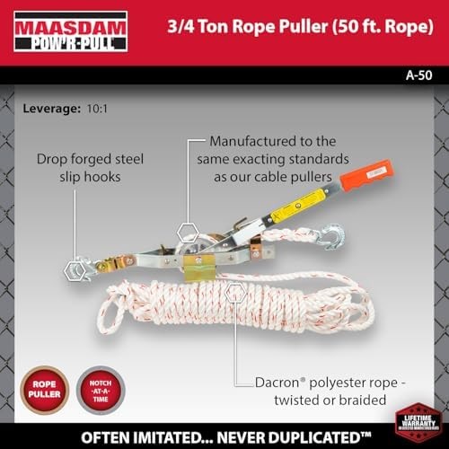 Rope Puller 34 Ton with 50 Foot Rope