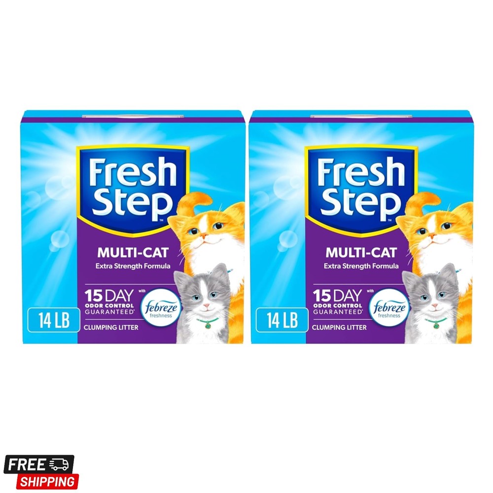 Clumping Cat Litter, Multi-Cat Odor Control, 14 lbs Pack of 2