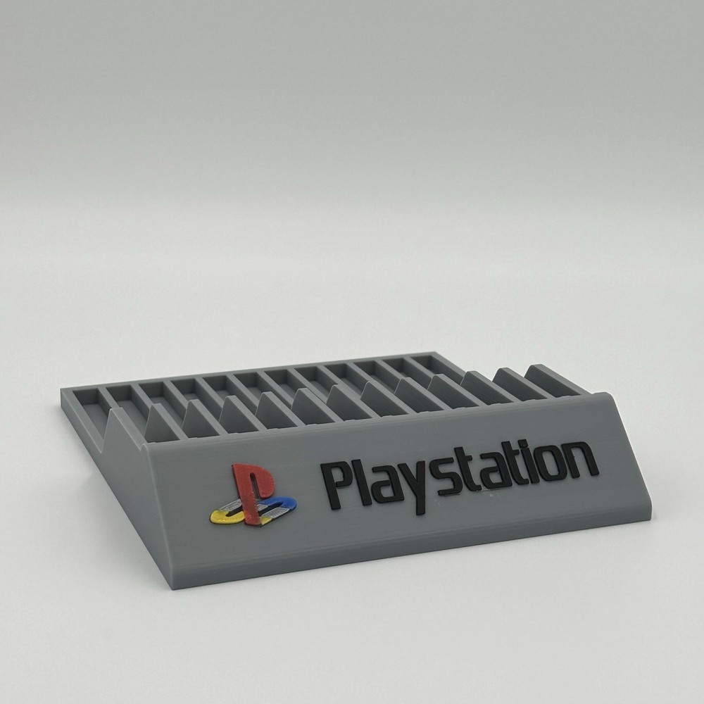 PS1 Style Game Storage Rack Display Stand Gray 3D Printed Holder
