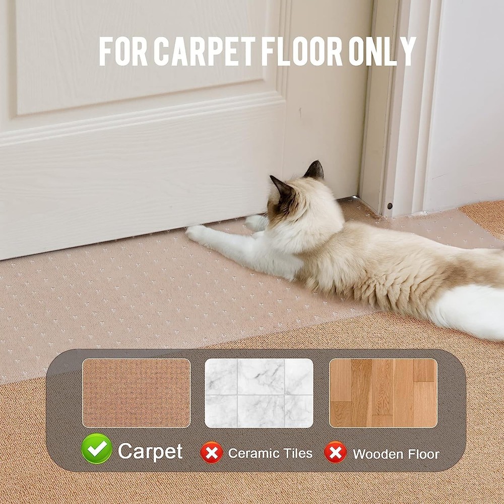 Carpet Protector for Pets Cat Scratch Guard Mat Under Door 3.6 FT Plastic