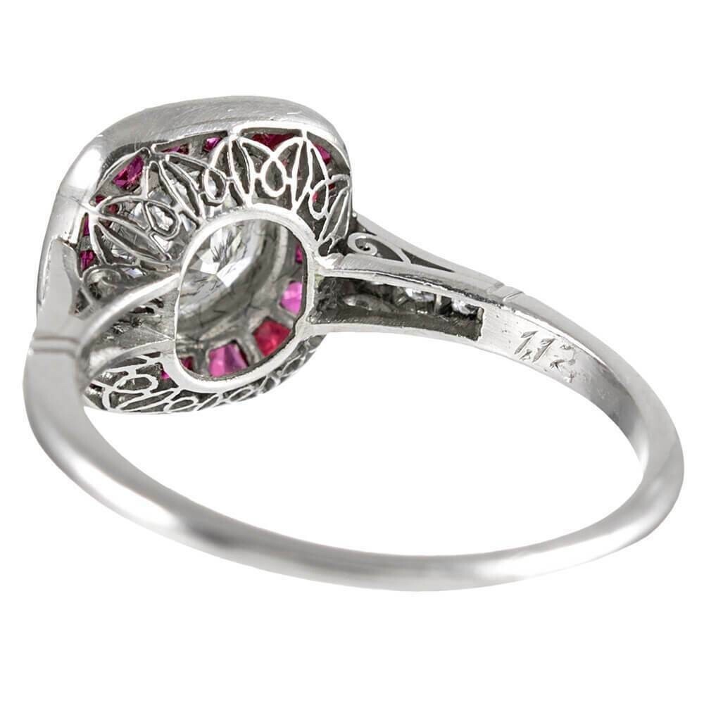 Vintage Style Lab-Created 3.10 Ct Diamond & Red Ruby Wedding Ring 925 Silver