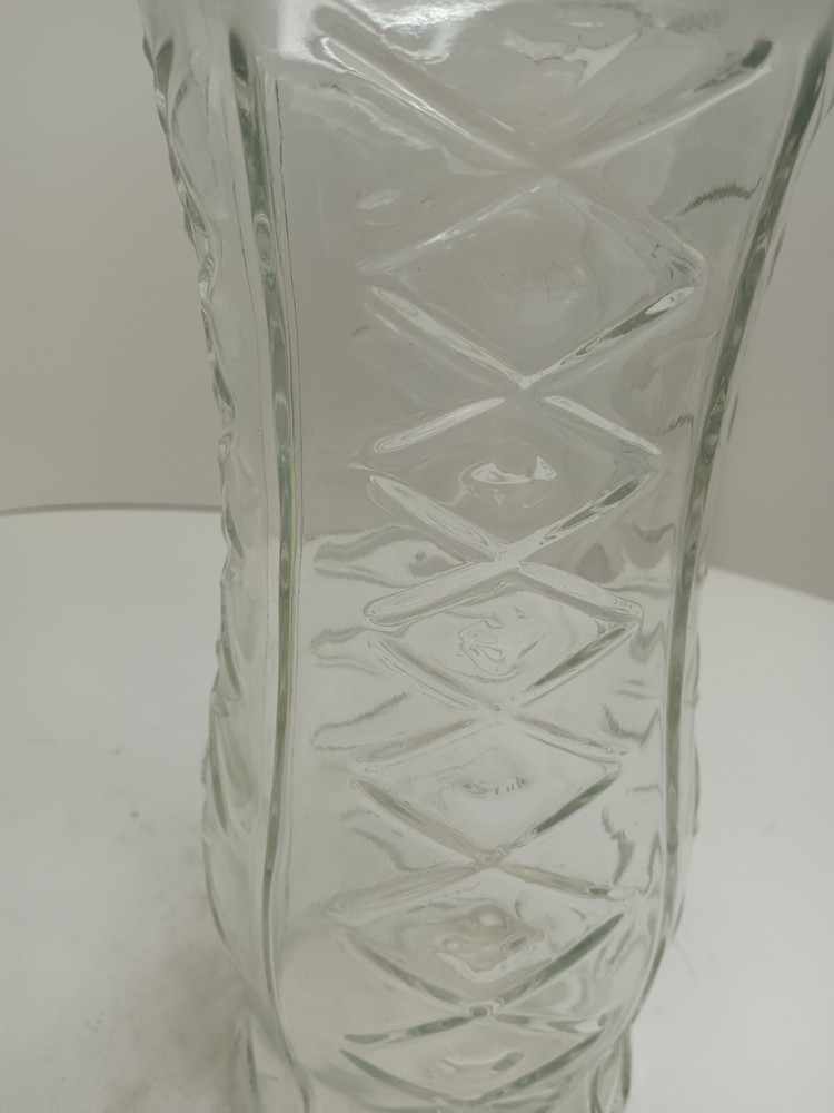 E.O. Brody Clear Diamond Pattern Vase 9.5 x 4.75"