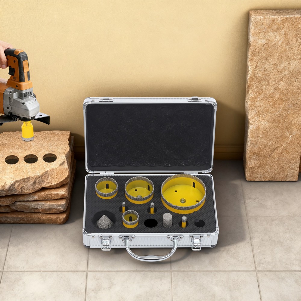 10Pcs Drill Bits, Diamond Drill Bits Kit, Professional Drilling Tool Set Toolbox