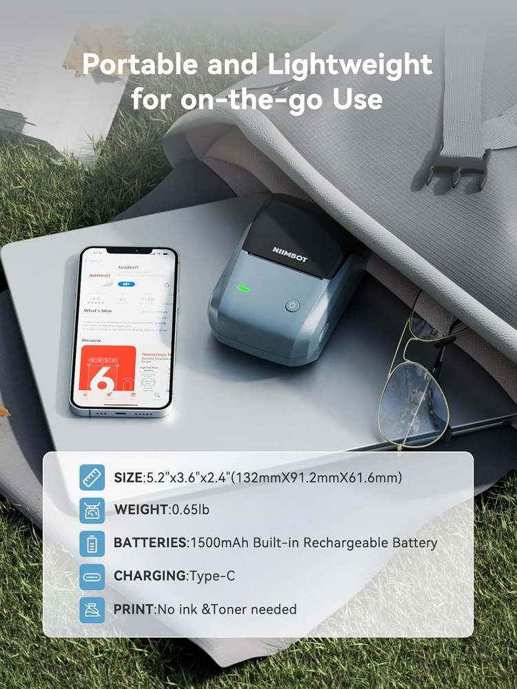NIIMBOT B1 Label Maker Machine – 2" Bluetooth Thermal Label Printer with Tape