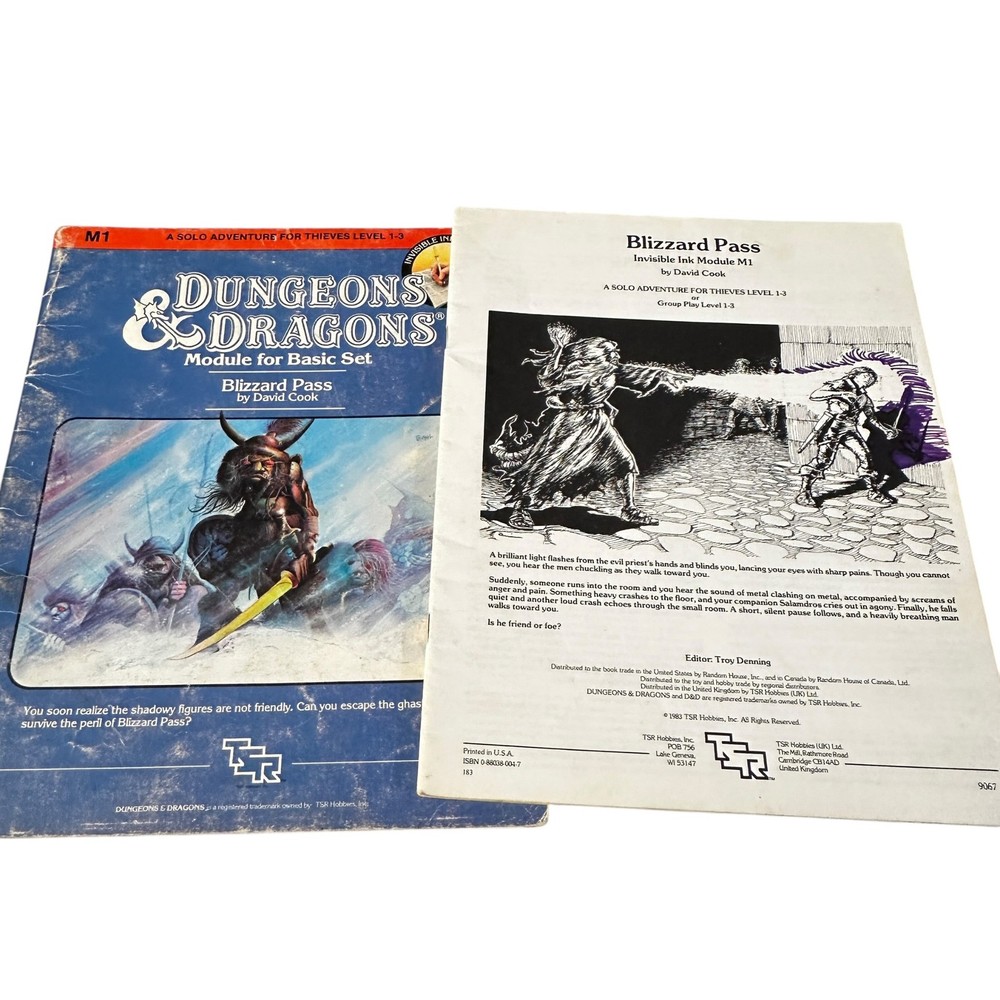 TSR Dungeons & Dragons M1 Module Blizzard Pass Basic Set M1 9067