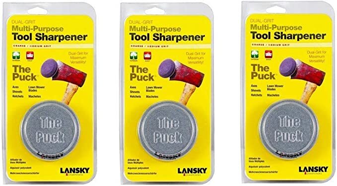 3PACK Lansky Puck Dual Grit Tool Sharpener Coarse Multi Purpose Knives Axes