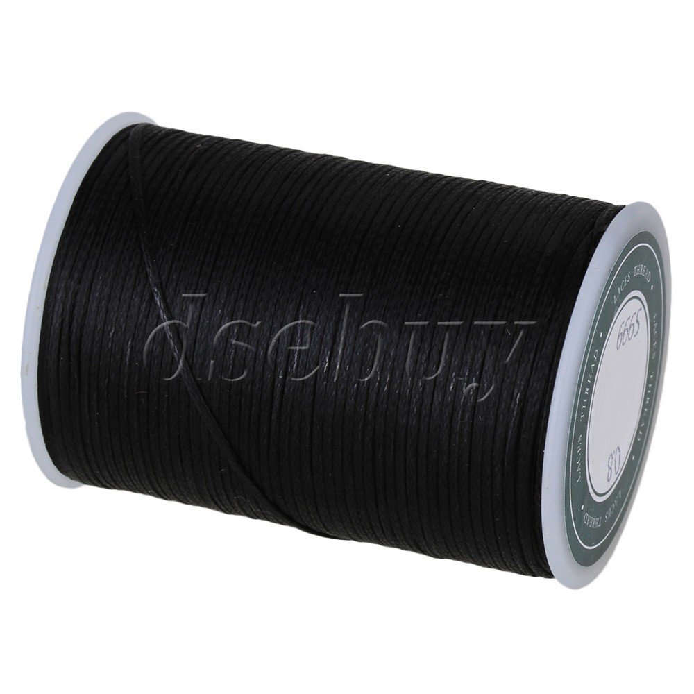 5 Pieces 78M 0.8MM Black Flat Waxed Polyester Thread Polyester Cord