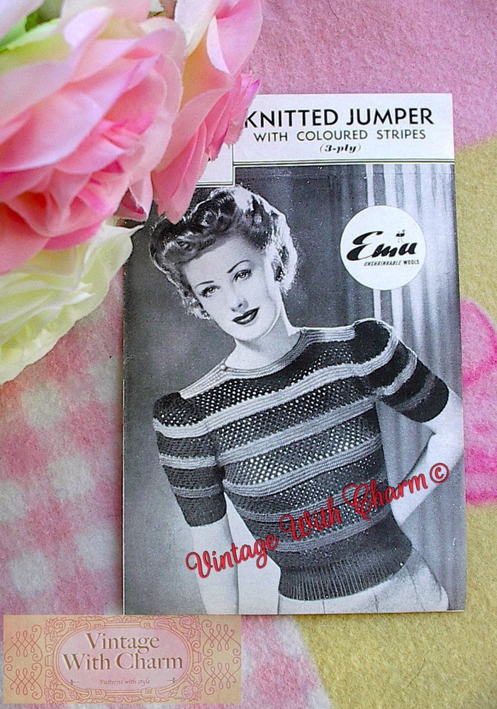 Vintage Knitting Pattern Lady's Striped Rainbow Effect Jumper!