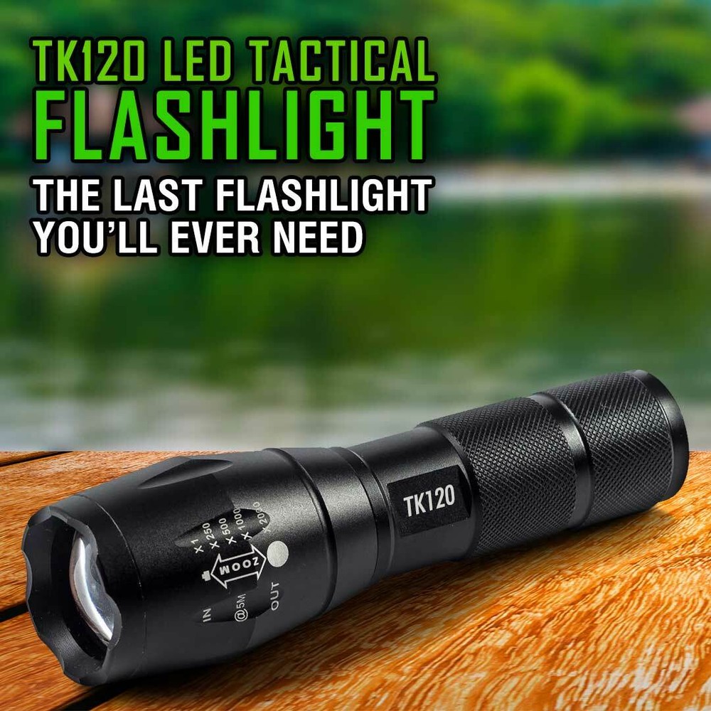 TK120 LED Tactical Flashlight 5 Light Modes Adjustable Zoom Great Gift for Men