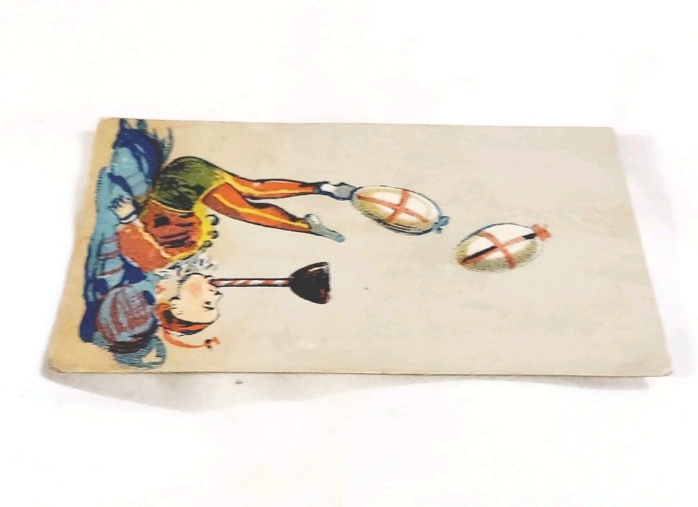 Antique Odd Card Label Circus Juggler Eggs