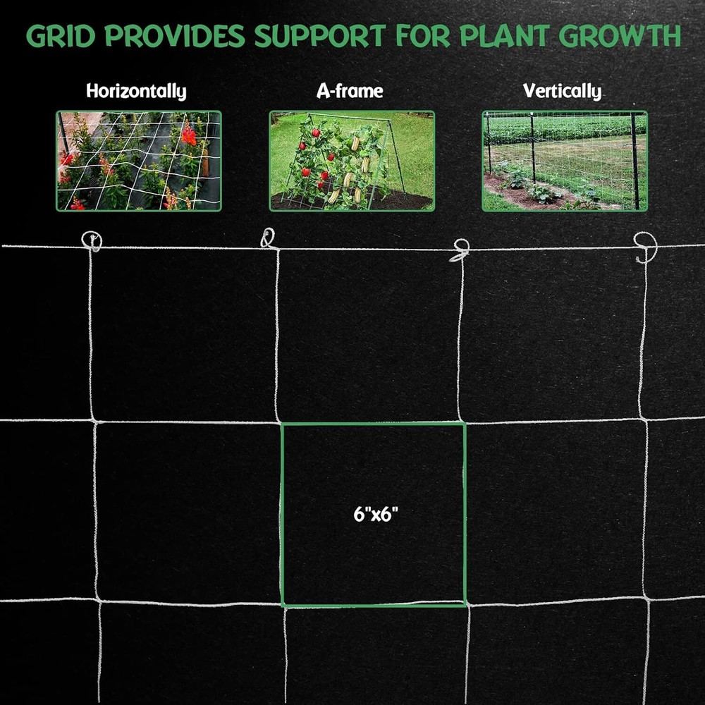 Seedfactor Garden Plant Trellis Netting +Square Mesh Vegetables Flowers Grow Net