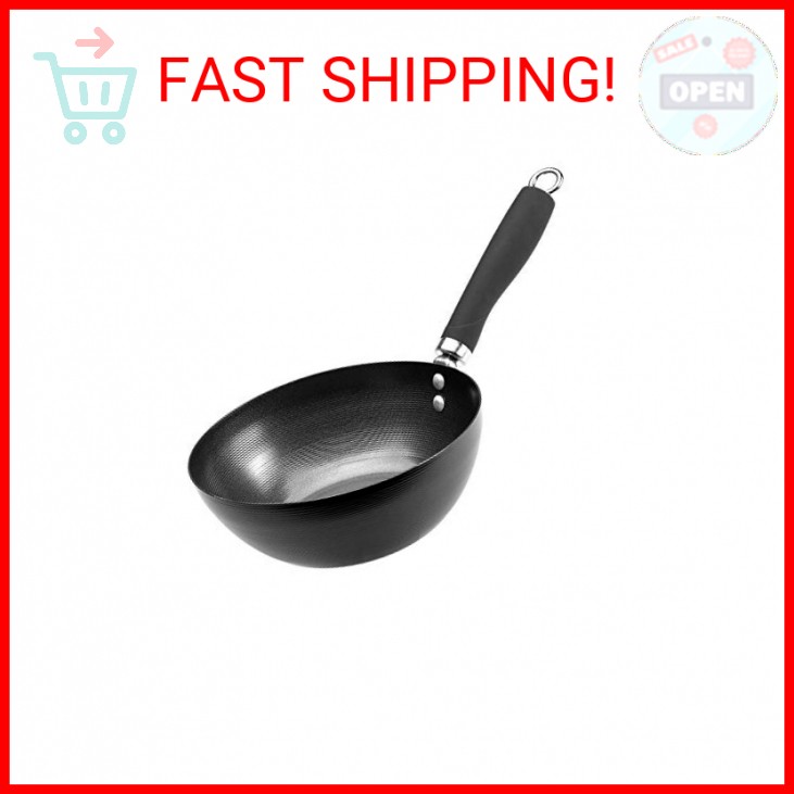 Ecolution Non-Stick Carbon Steel Wok with Soft Touch Riveted Handle, 8",Black