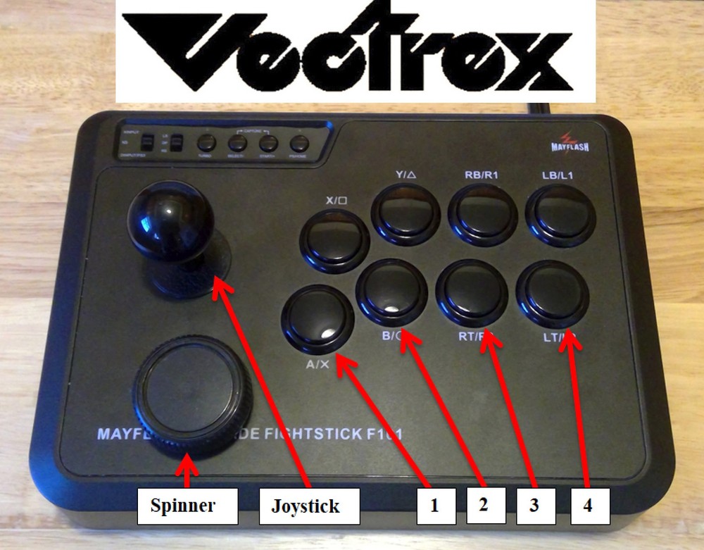 Vectrex Hydra Mayflash Arcade Stick Modded Controller Joystick Spinner Combo Mod