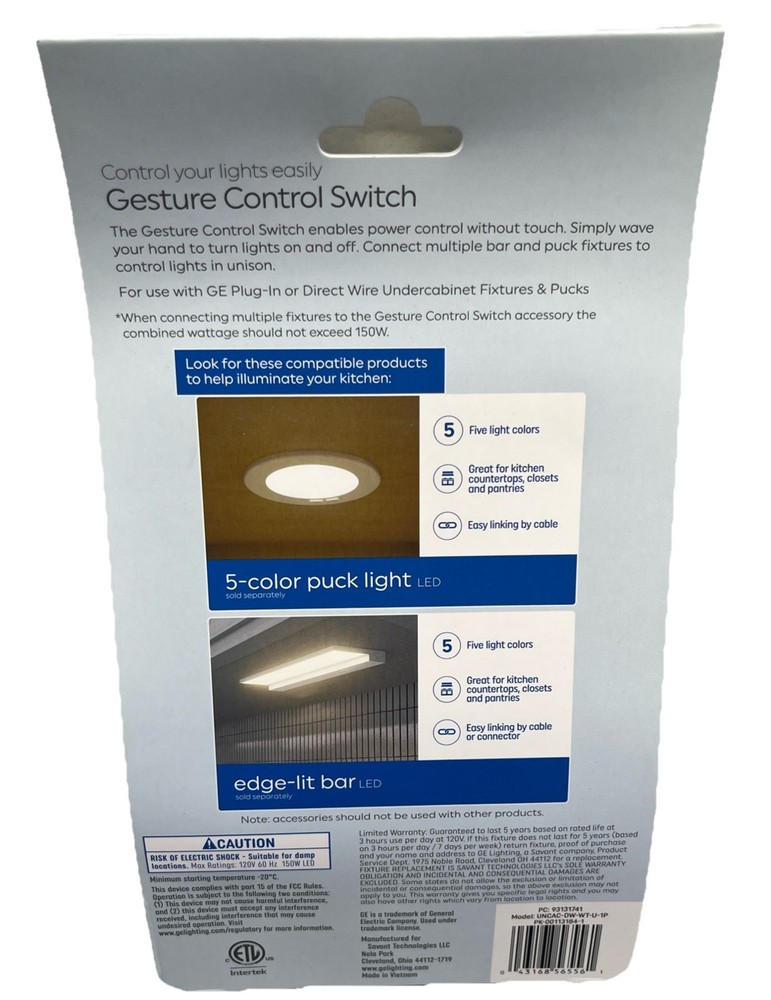 GE Gesture Control White Undercabinet Motion Activated Switch. {3}.