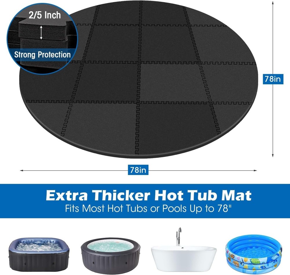 - Extra-Thick Interlocking Hot Tub Protective Pad Spa Pool Foam Insulation Ma...