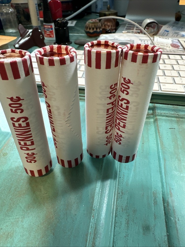 LINCOLN SHIELD CENT ROLL 50 COINS UNCIRCULATED UNKNOWN MINT. Shield On Both End.
