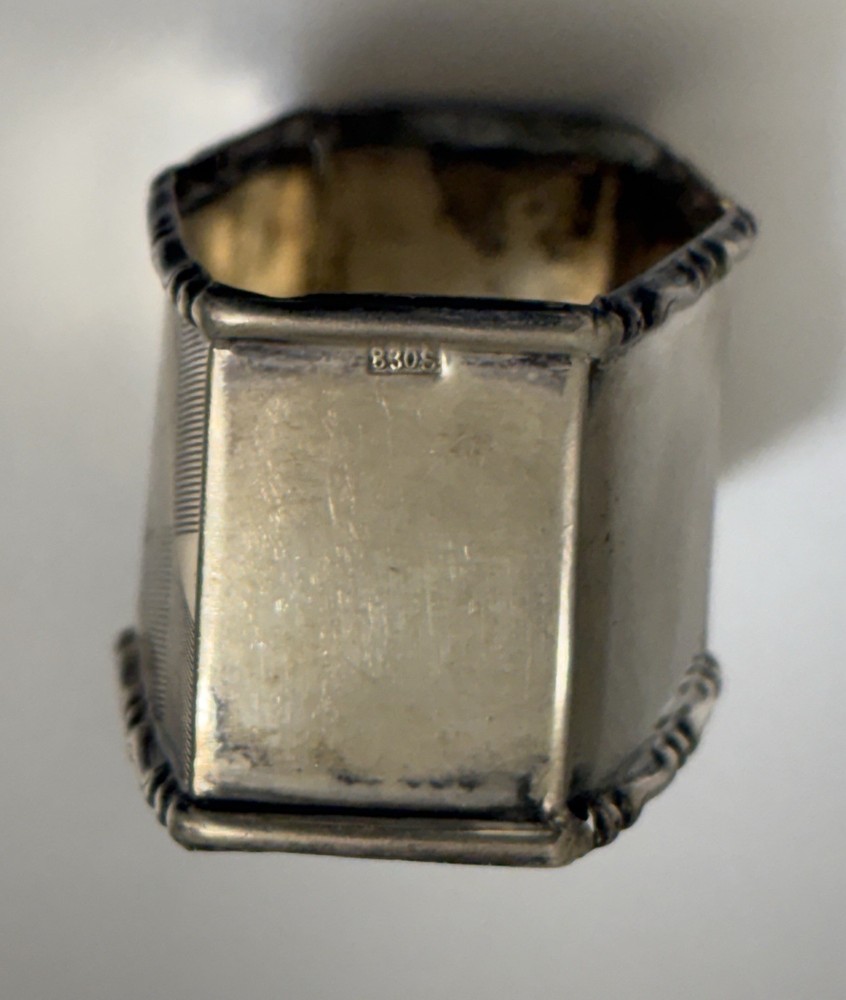 Antique Scandinavian 830S Solid Silver Napkin Ring Engraved Peter 9.4g