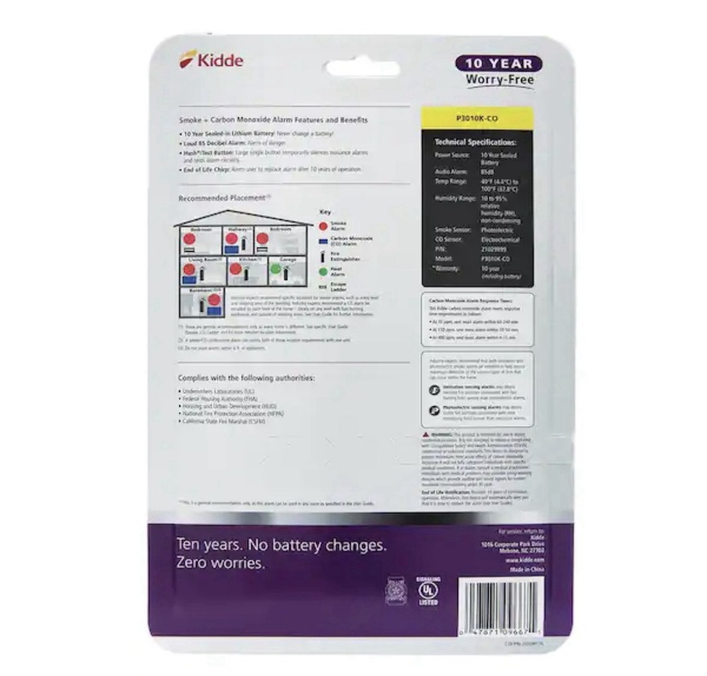 Kidde Battery Powered Smoke & Carbon Monoxide Detector 10yr