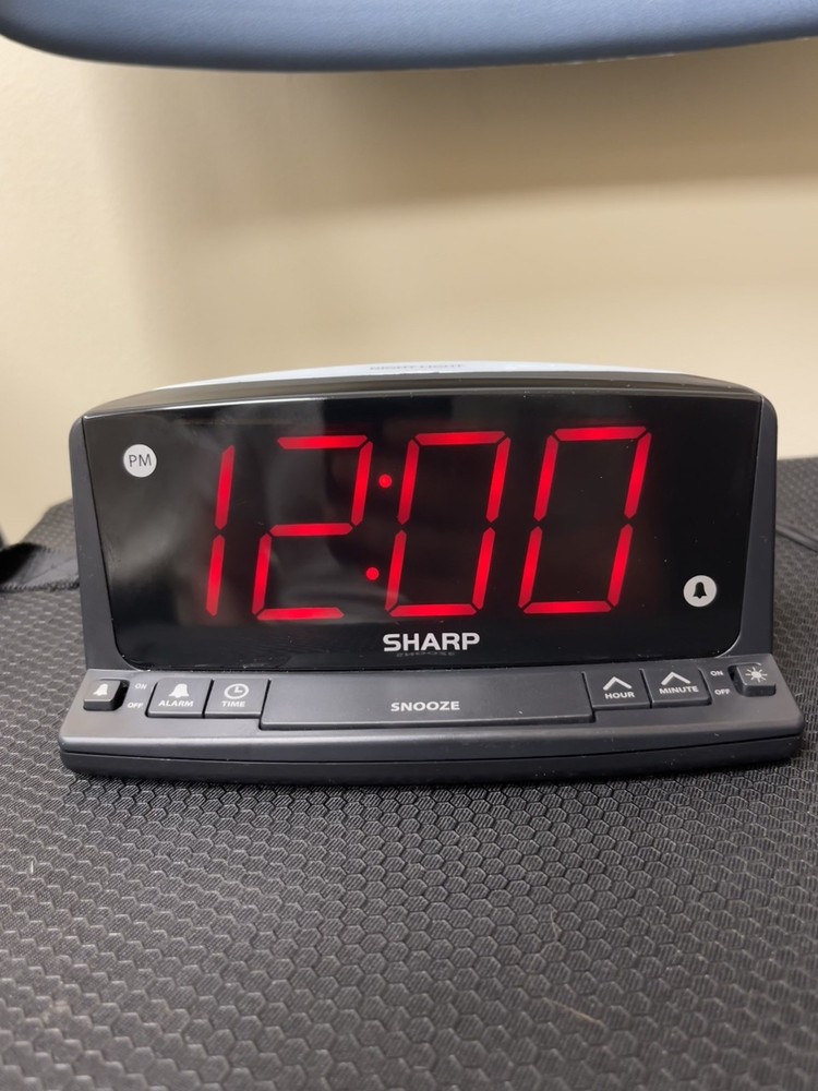 Sharp LED Digital Alarm Clock – Simple Operation - Easy to Black - Red Led