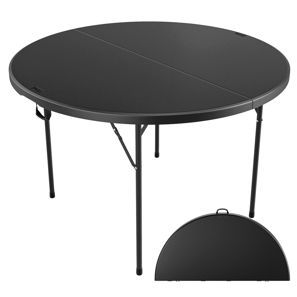 48in Folding Portable Plastic Square Table, Dining Card Table for Indoor/Outdoor