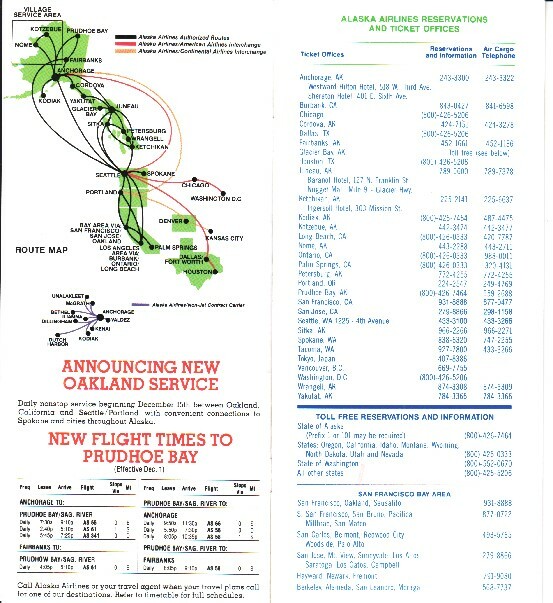 Alaska Airlines timetable 1983/10/30