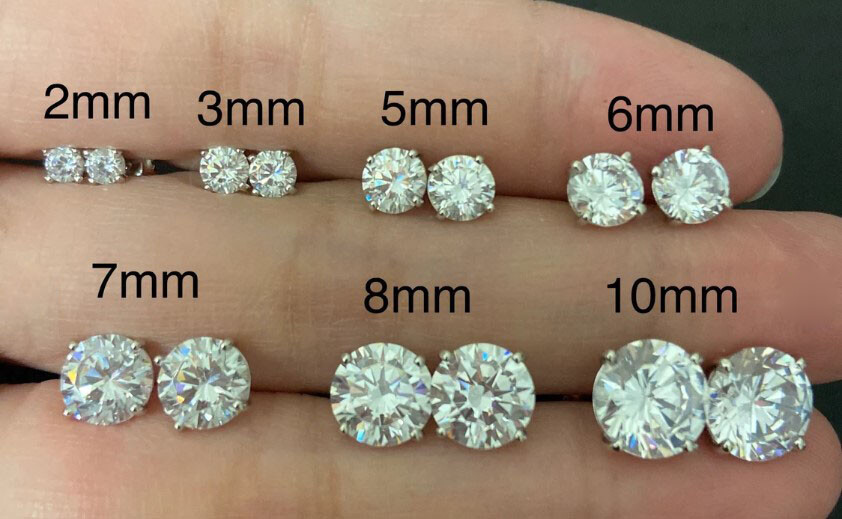 Round Solitaire Stud Earring moissanite Round push back stud 925 Silver Unisex