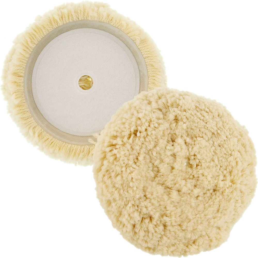 8" 100% Wool Polishing & Buffing Pad with Hook and Loop Backing - Wool Buffing P