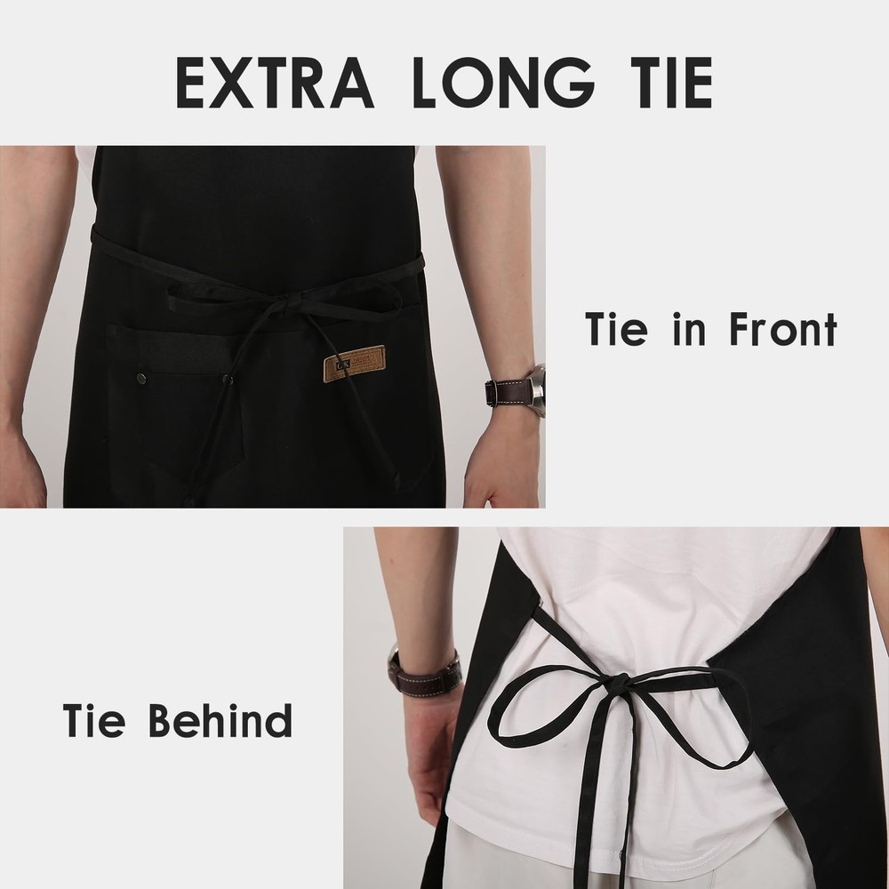 Extra Large Aprons for Men Adjustable Button Bib Apron with 3 Pockets Chef Co