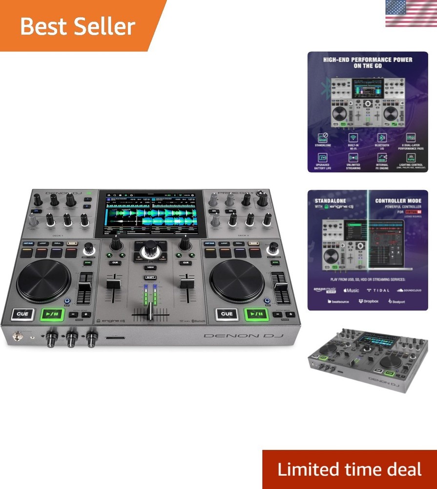 Compact PRIME GO+ DJ Controller with 7" Touch Screen & 100+ Million Track Access